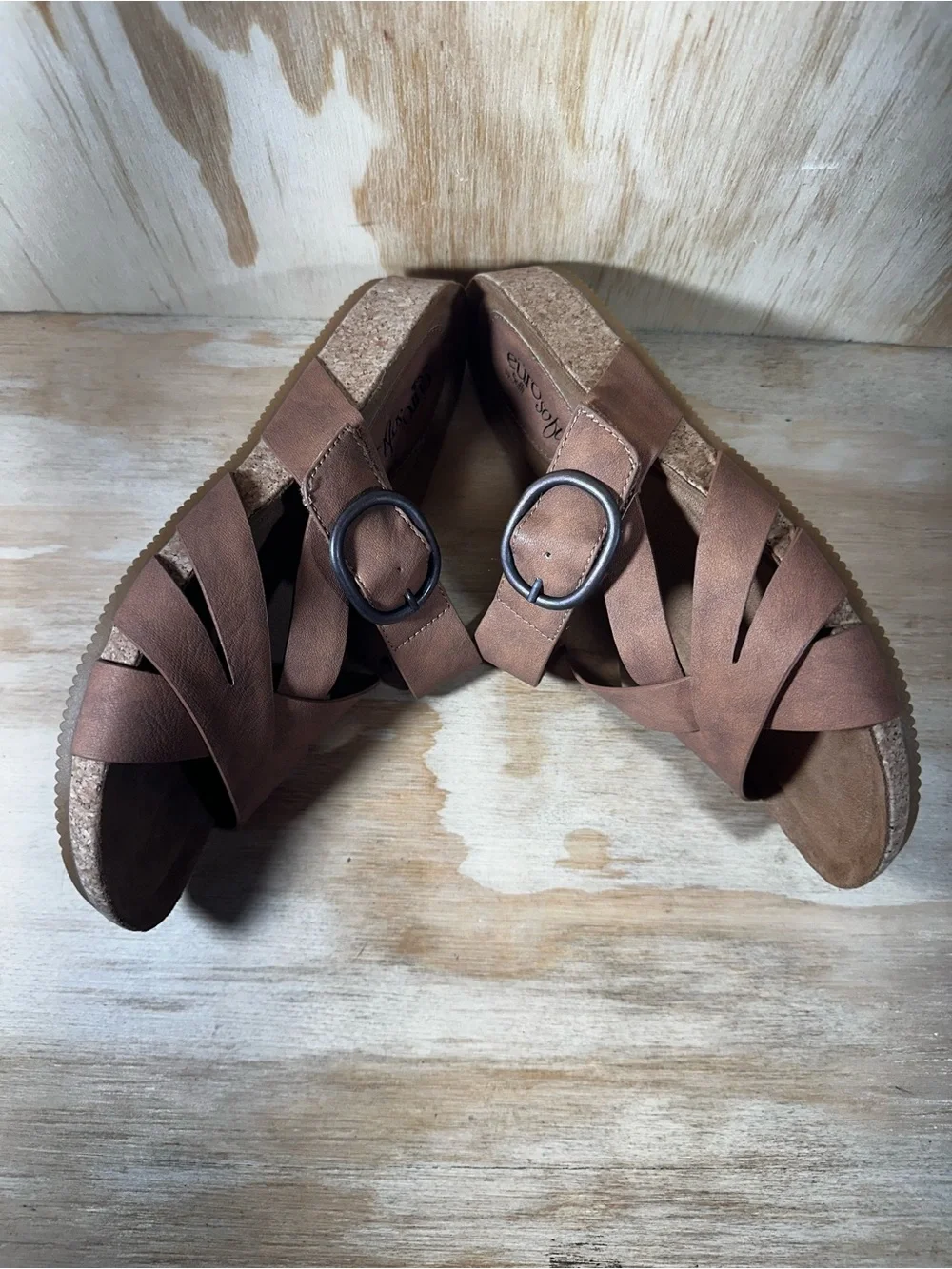 Eurosoft Gwenda Brown Cork Slide Sandals Women’s Size 8.5